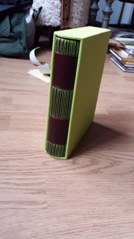 Book green line in slipcase front